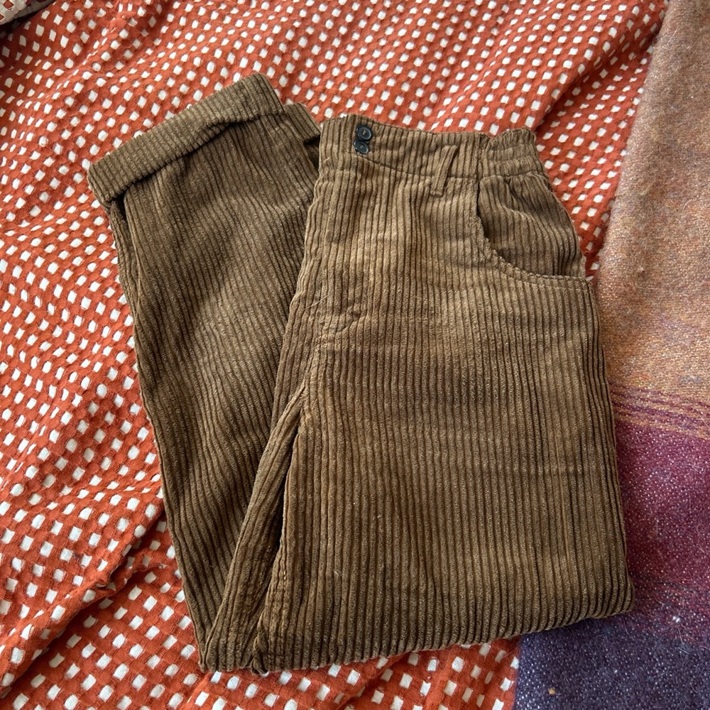Zara Woman Brown Corduroy Trousers